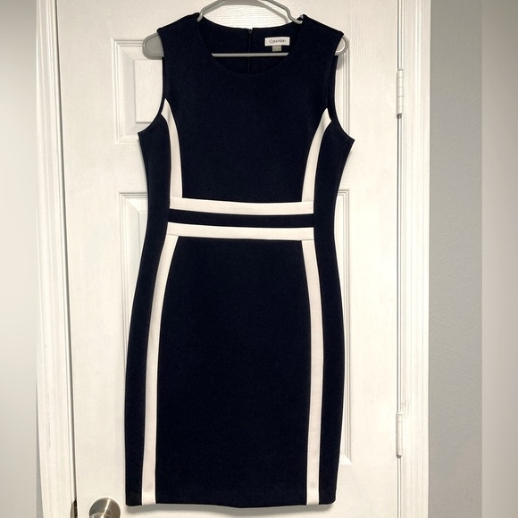Calvin Klein Dresses & Skirts - Calvin Klein Navy and White Dress Size 12